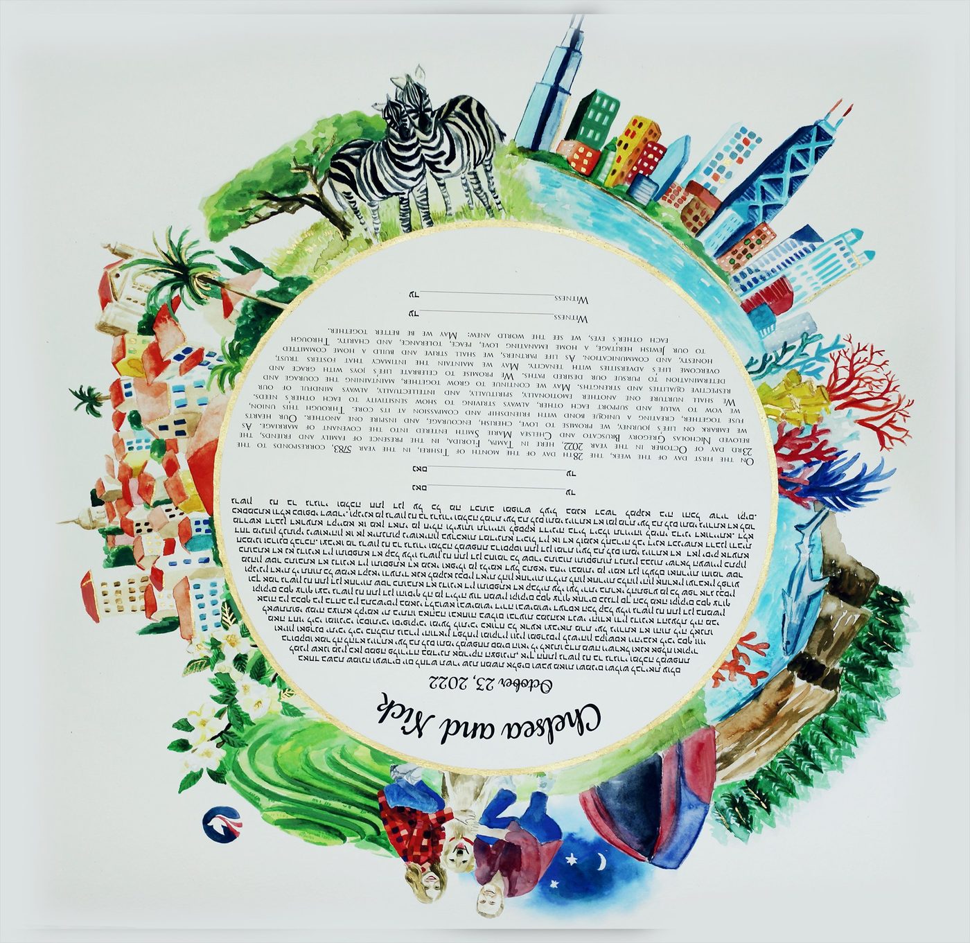 Circular world ketubah