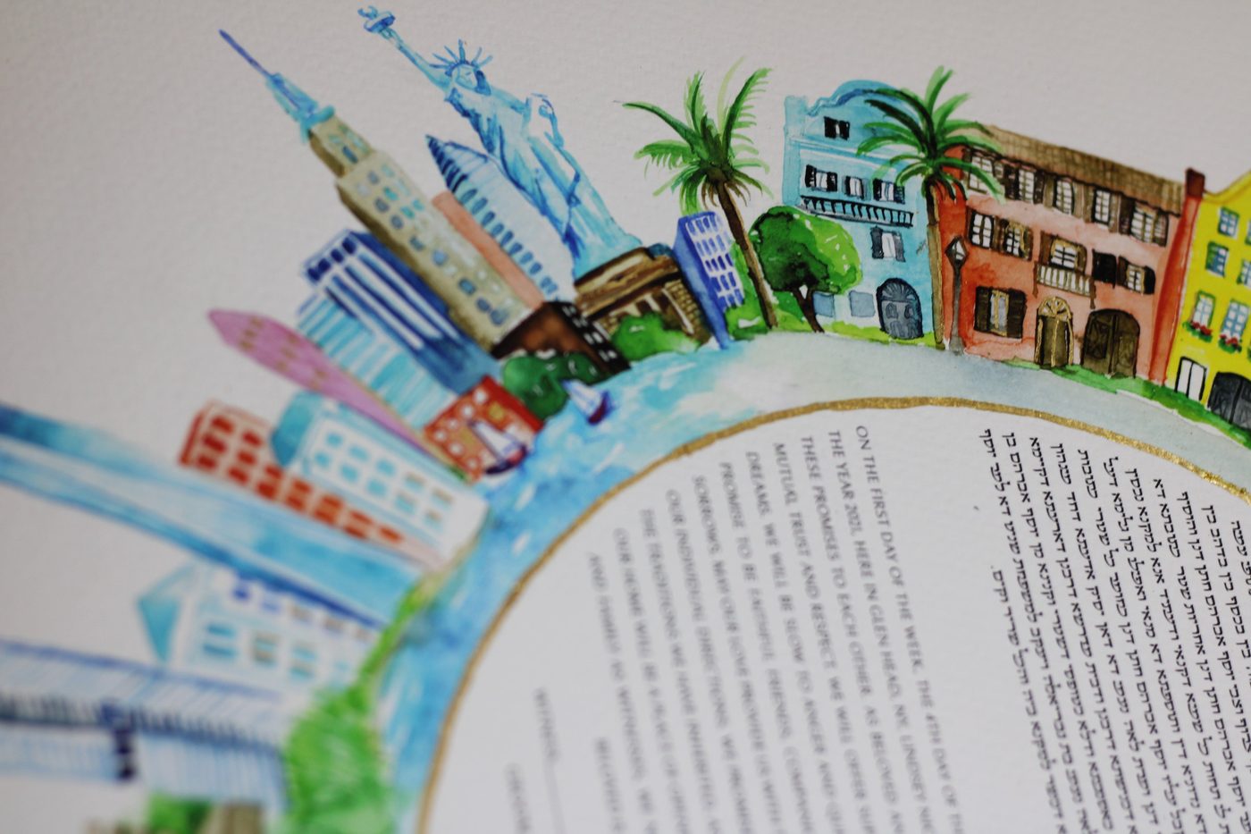 Global skyline ketubah
