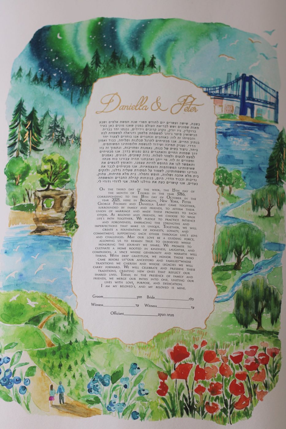 Northern lights aurora ketubah