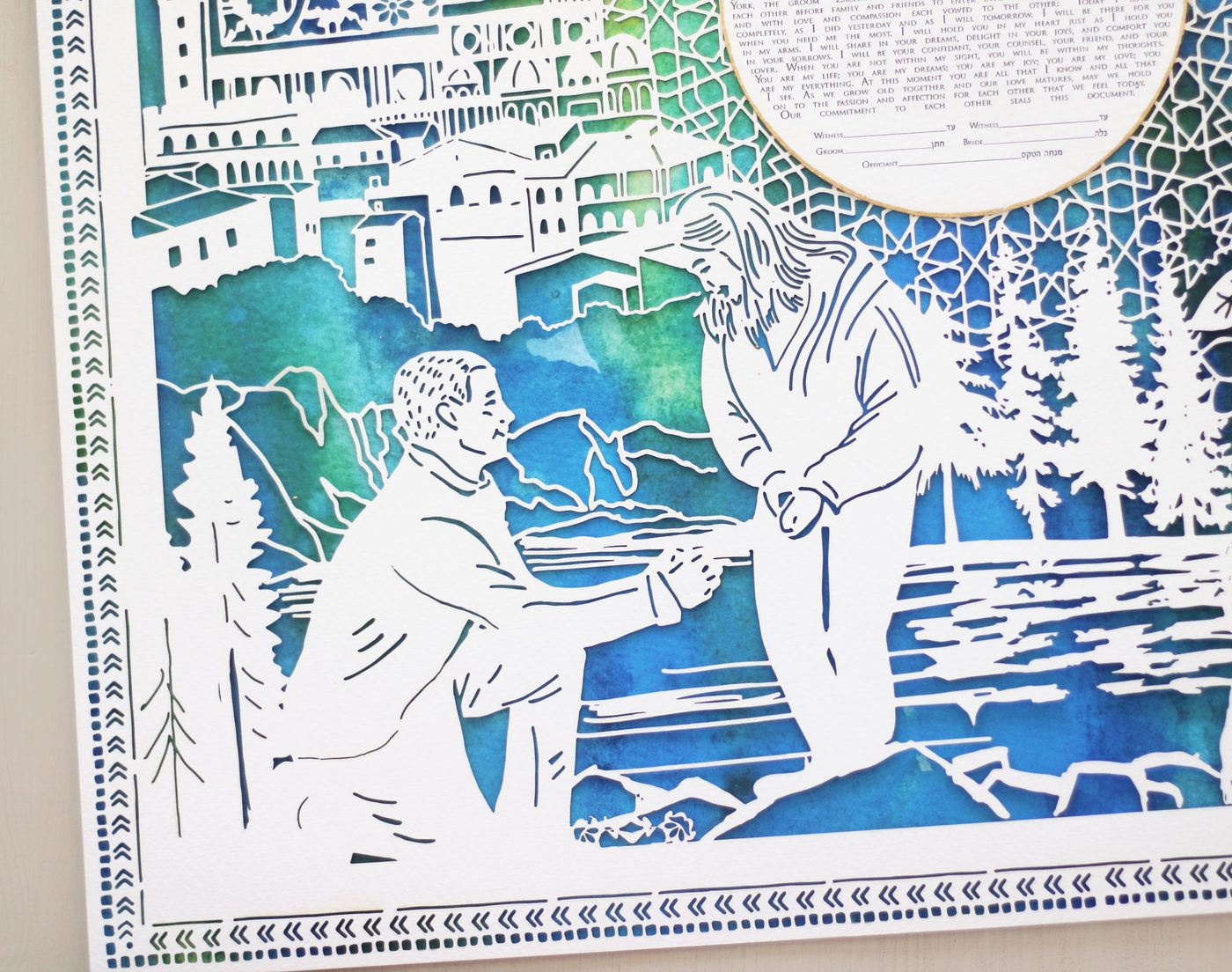 Paper cut proposal scene