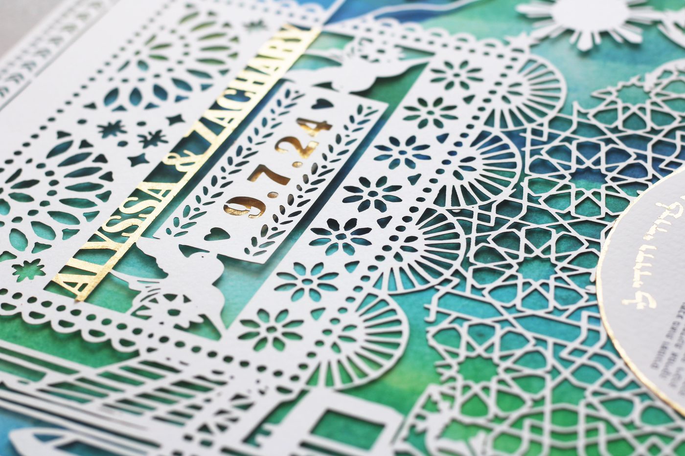 Gold foil names detail