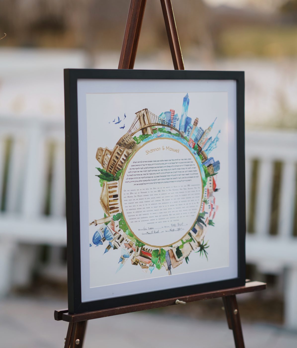 Shannon & Maxwell — framed world ketubah