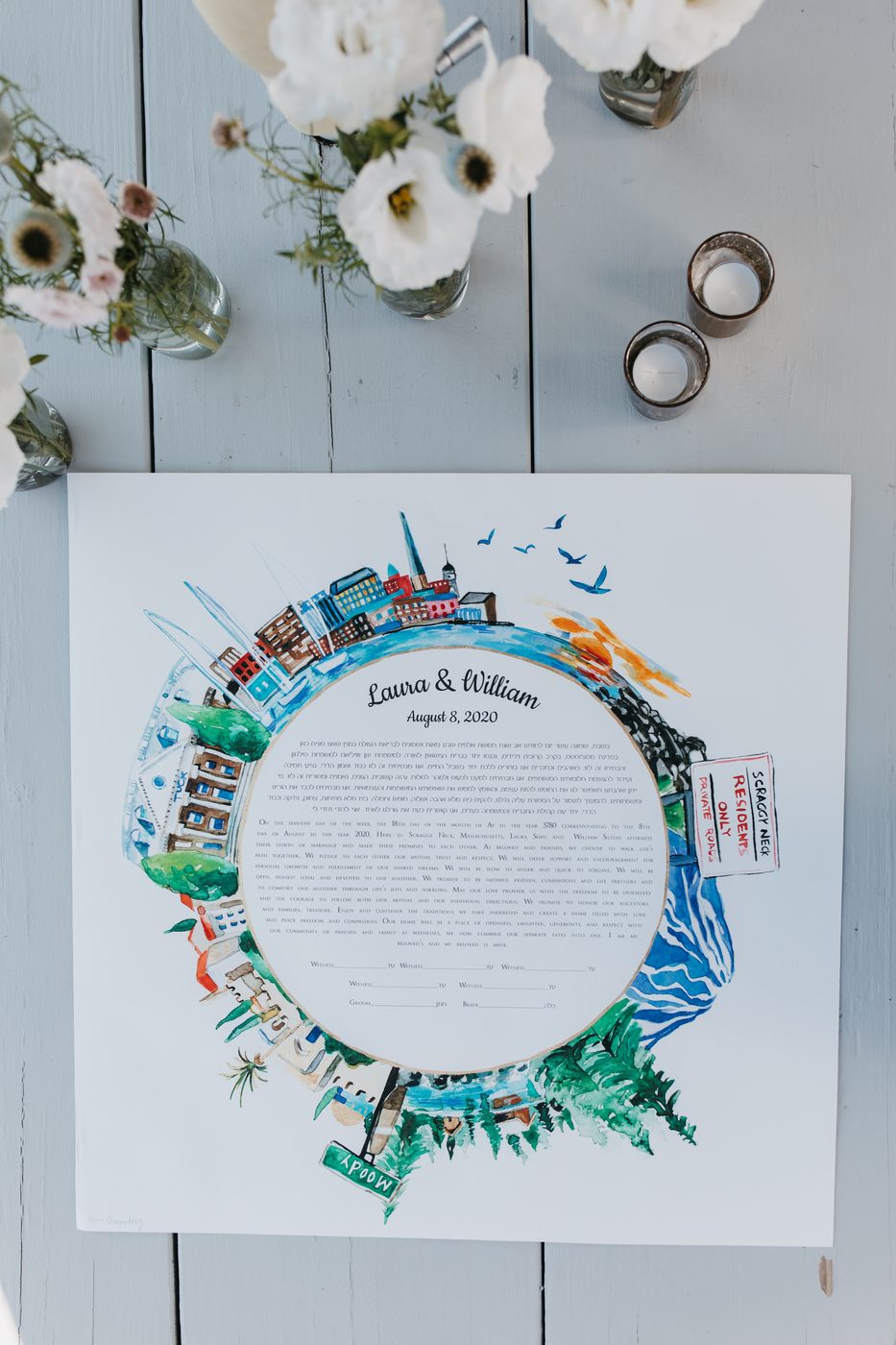 Laura & William — ketubah with the rings